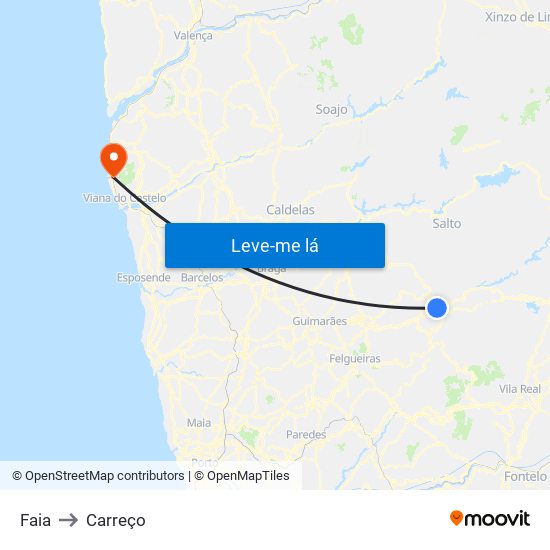 Faia to Carreço map