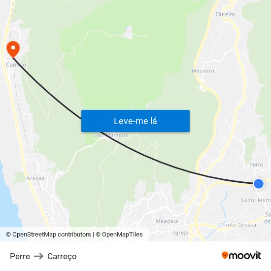 Perre to Carreço map