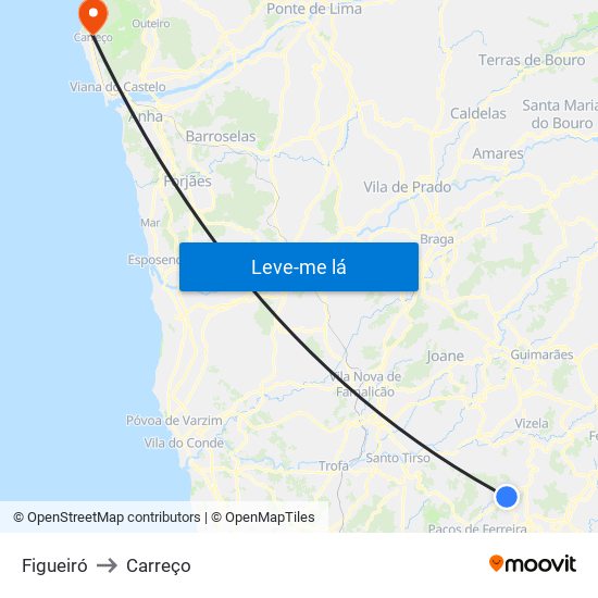 Figueiró to Carreço map