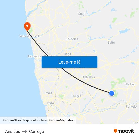 Ansiāes to Carreço map