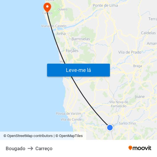 Bougado to Carreço map