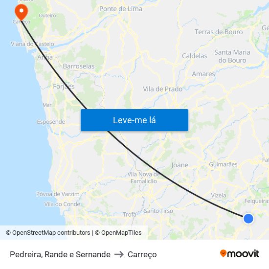 Pedreira, Rande e Sernande to Carreço map