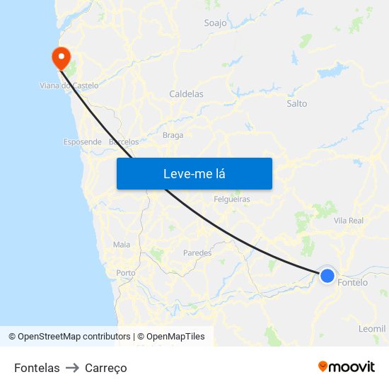 Fontelas to Carreço map