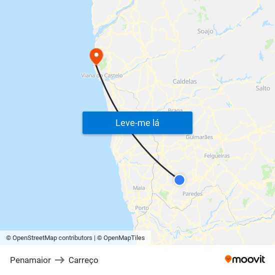 Penamaior to Carreço map