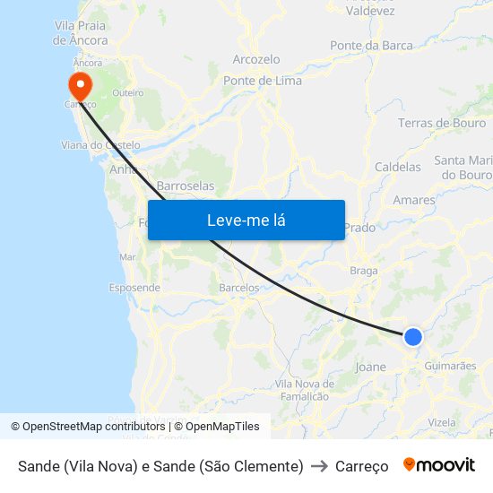 Sande (Vila Nova) e Sande (São Clemente) to Carreço map