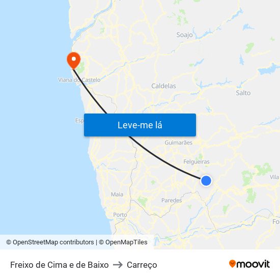 Freixo de Cima e de Baixo to Carreço map