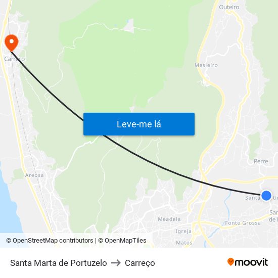 Santa Marta de Portuzelo to Carreço map