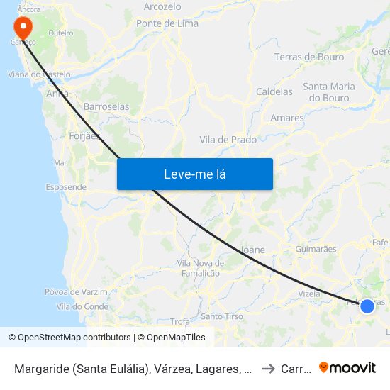 Margaride (Santa Eulália), Várzea, Lagares, Varziela e Moure to Carreço map