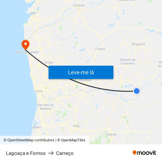 Lagoaça e Fornos to Carreço map