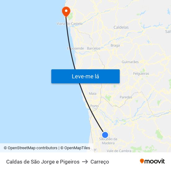 Caldas de São Jorge e Pigeiros to Carreço map