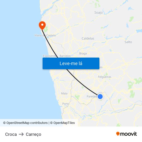 Croca to Carreço map