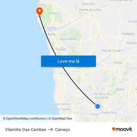 Vilarinho Das Cambas to Carreço map