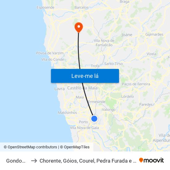 Gondomar to Chorente, Góios, Courel, Pedra Furada e Gueral map