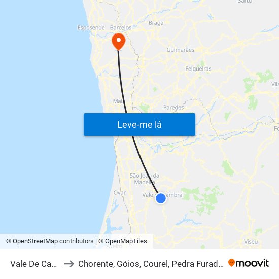 Vale De Cambra to Chorente, Góios, Courel, Pedra Furada e Gueral map