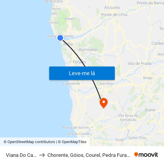 Viana Do Castelo to Chorente, Góios, Courel, Pedra Furada e Gueral map