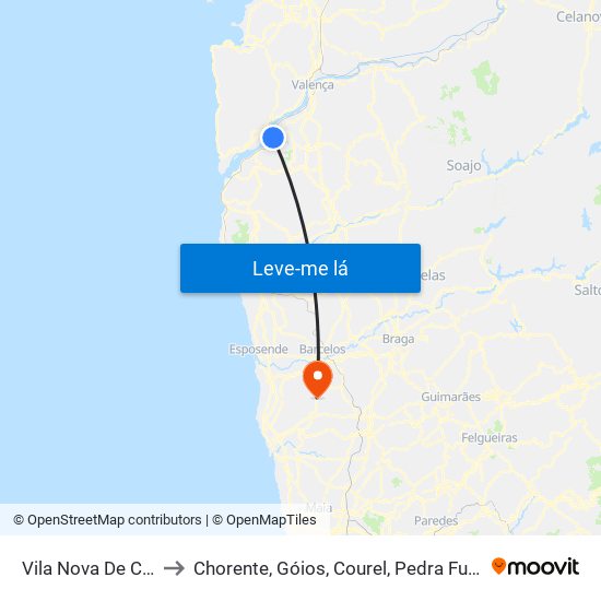 Vila Nova De Cerveira to Chorente, Góios, Courel, Pedra Furada e Gueral map