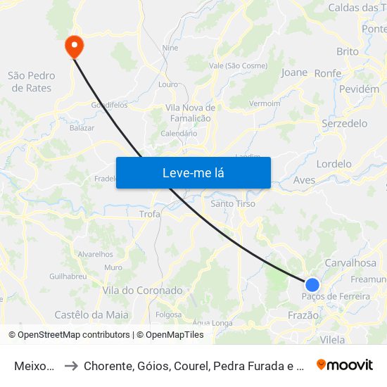 Meixomil to Chorente, Góios, Courel, Pedra Furada e Gueral map