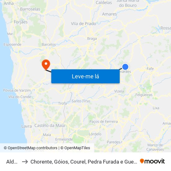 Aldão to Chorente, Góios, Courel, Pedra Furada e Gueral map