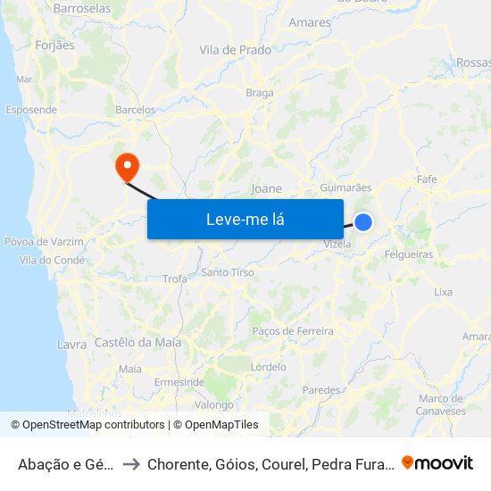 Abação e Gémeos to Chorente, Góios, Courel, Pedra Furada e Gueral map