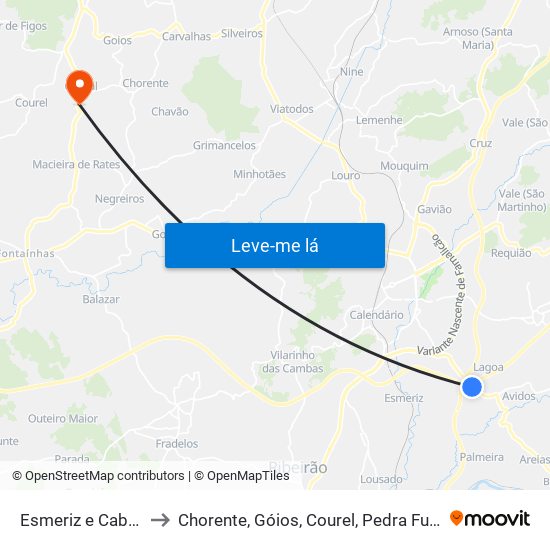 Esmeriz e Cabeçudos to Chorente, Góios, Courel, Pedra Furada e Gueral map