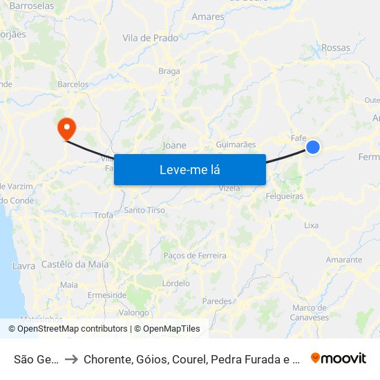 São Gens to Chorente, Góios, Courel, Pedra Furada e Gueral map