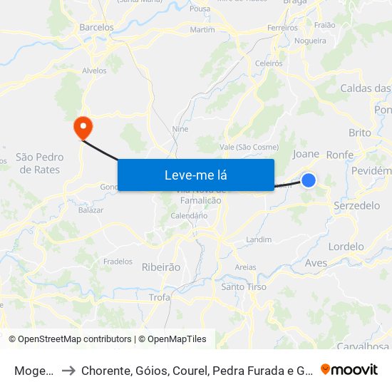 Mogege to Chorente, Góios, Courel, Pedra Furada e Gueral map