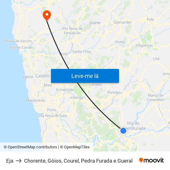 Eja to Chorente, Góios, Courel, Pedra Furada e Gueral map