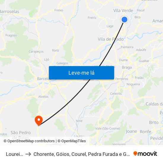 Loureira to Chorente, Góios, Courel, Pedra Furada e Gueral map