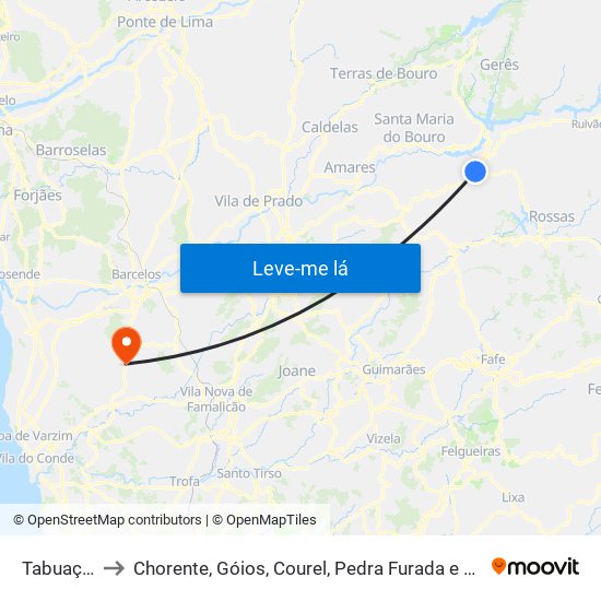 Tabuaças to Chorente, Góios, Courel, Pedra Furada e Gueral map