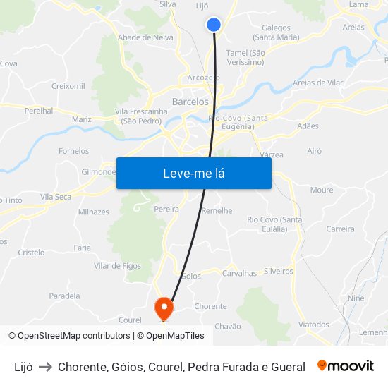 Lijó to Chorente, Góios, Courel, Pedra Furada e Gueral map