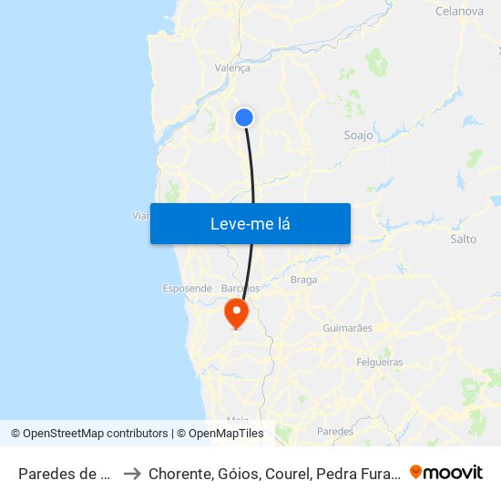 Paredes de Coura to Chorente, Góios, Courel, Pedra Furada e Gueral map