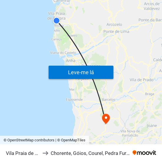 Vila Praia de Âncora to Chorente, Góios, Courel, Pedra Furada e Gueral map