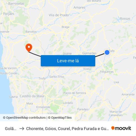 Golães to Chorente, Góios, Courel, Pedra Furada e Gueral map