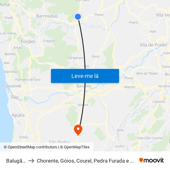 Balugães to Chorente, Góios, Courel, Pedra Furada e Gueral map