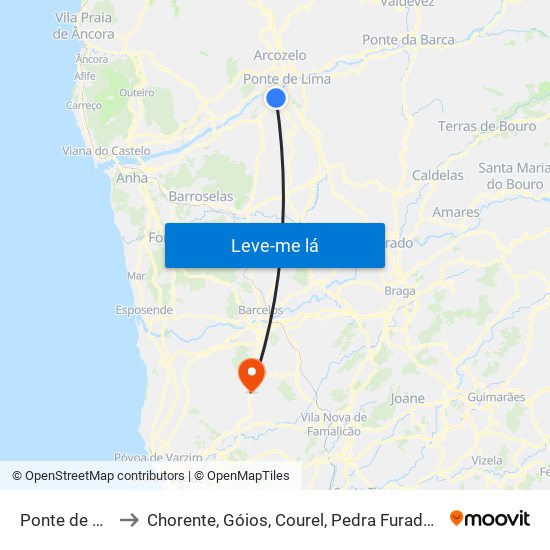 Ponte de Lima to Chorente, Góios, Courel, Pedra Furada e Gueral map