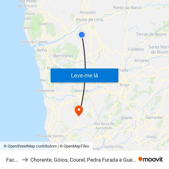 Facha to Chorente, Góios, Courel, Pedra Furada e Gueral map