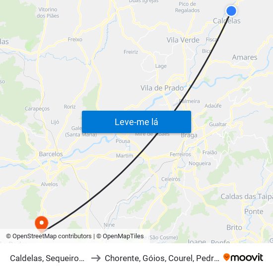 Caldelas, Sequeiros e Paranhos to Chorente, Góios, Courel, Pedra Furada e Gueral map