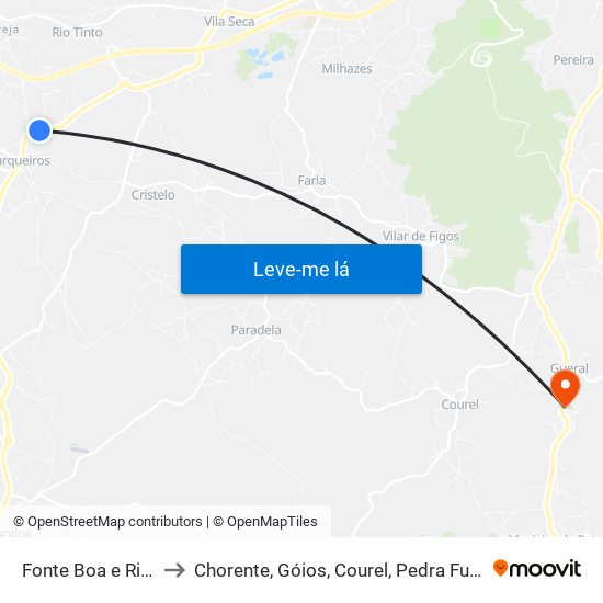 Fonte Boa e Rio Tinto to Chorente, Góios, Courel, Pedra Furada e Gueral map