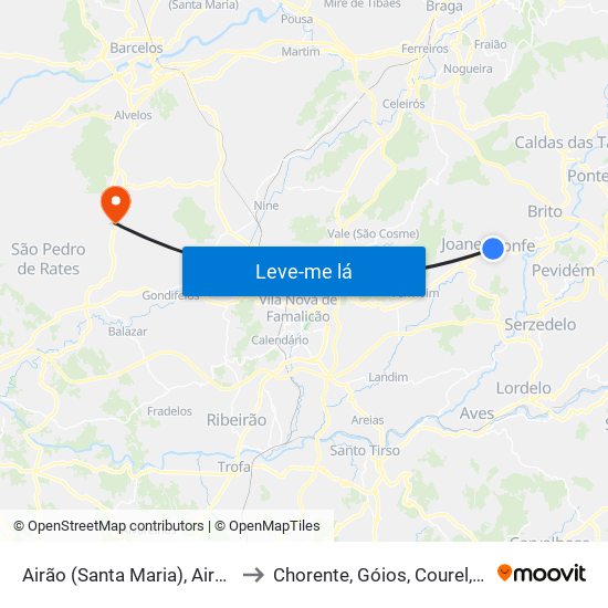 Airão (Santa Maria), Airão (São João) e Vermil to Chorente, Góios, Courel, Pedra Furada e Gueral map