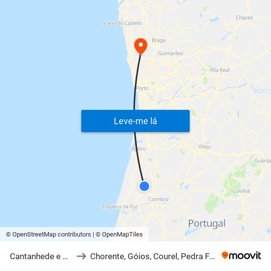 Cantanhede e Pocariça to Chorente, Góios, Courel, Pedra Furada e Gueral map