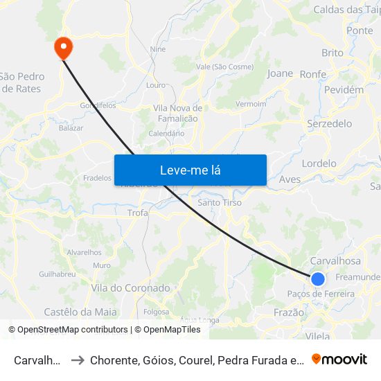 Carvalhosa to Chorente, Góios, Courel, Pedra Furada e Gueral map