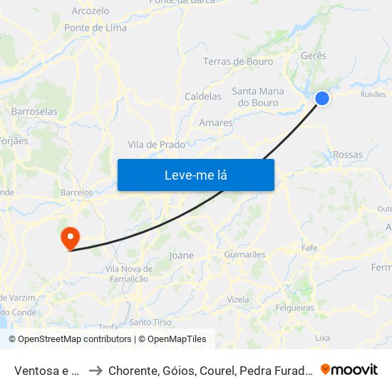 Ventosa e Cova to Chorente, Góios, Courel, Pedra Furada e Gueral map