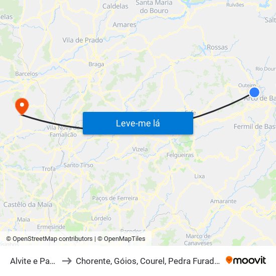 Alvite e Passos to Chorente, Góios, Courel, Pedra Furada e Gueral map