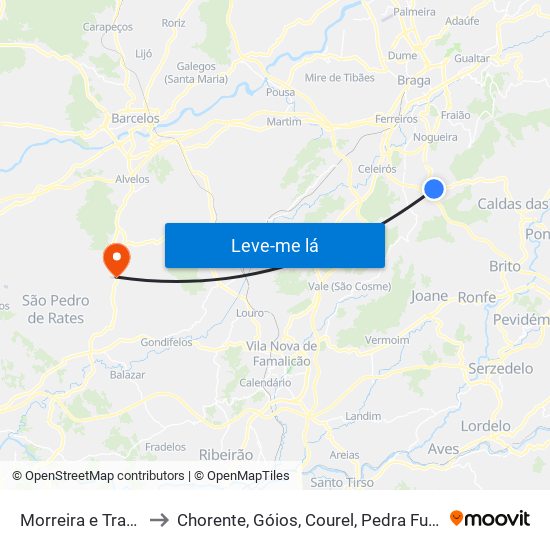 Morreira e Trandeiras to Chorente, Góios, Courel, Pedra Furada e Gueral map