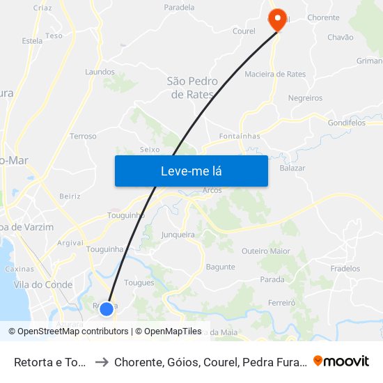 Retorta e Tougues to Chorente, Góios, Courel, Pedra Furada e Gueral map