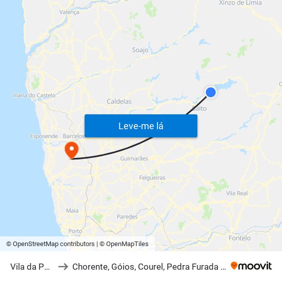 Vila da Ponte to Chorente, Góios, Courel, Pedra Furada e Gueral map