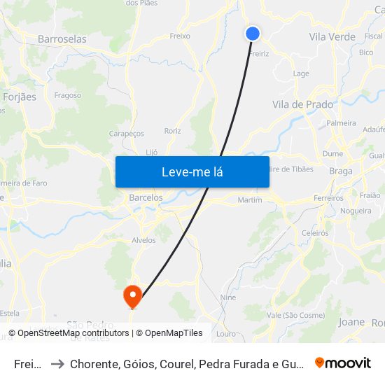 Freiriz to Chorente, Góios, Courel, Pedra Furada e Gueral map