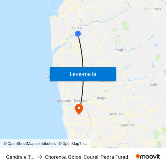 Gandra e Taião to Chorente, Góios, Courel, Pedra Furada e Gueral map