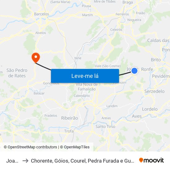 Joane to Chorente, Góios, Courel, Pedra Furada e Gueral map