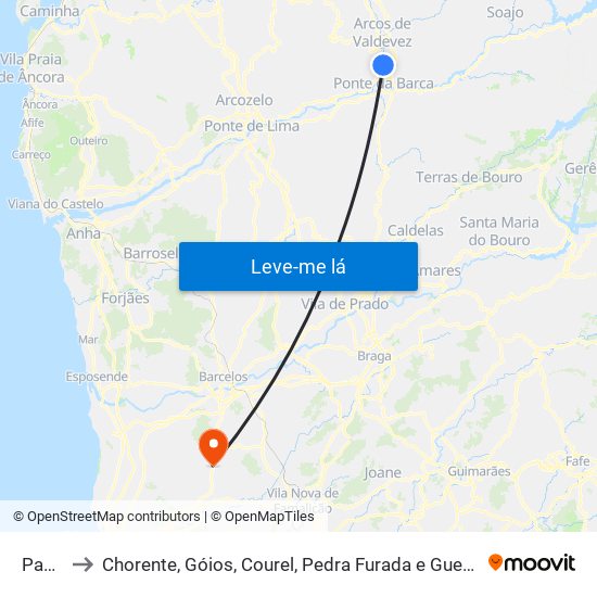 Paçô to Chorente, Góios, Courel, Pedra Furada e Gueral map